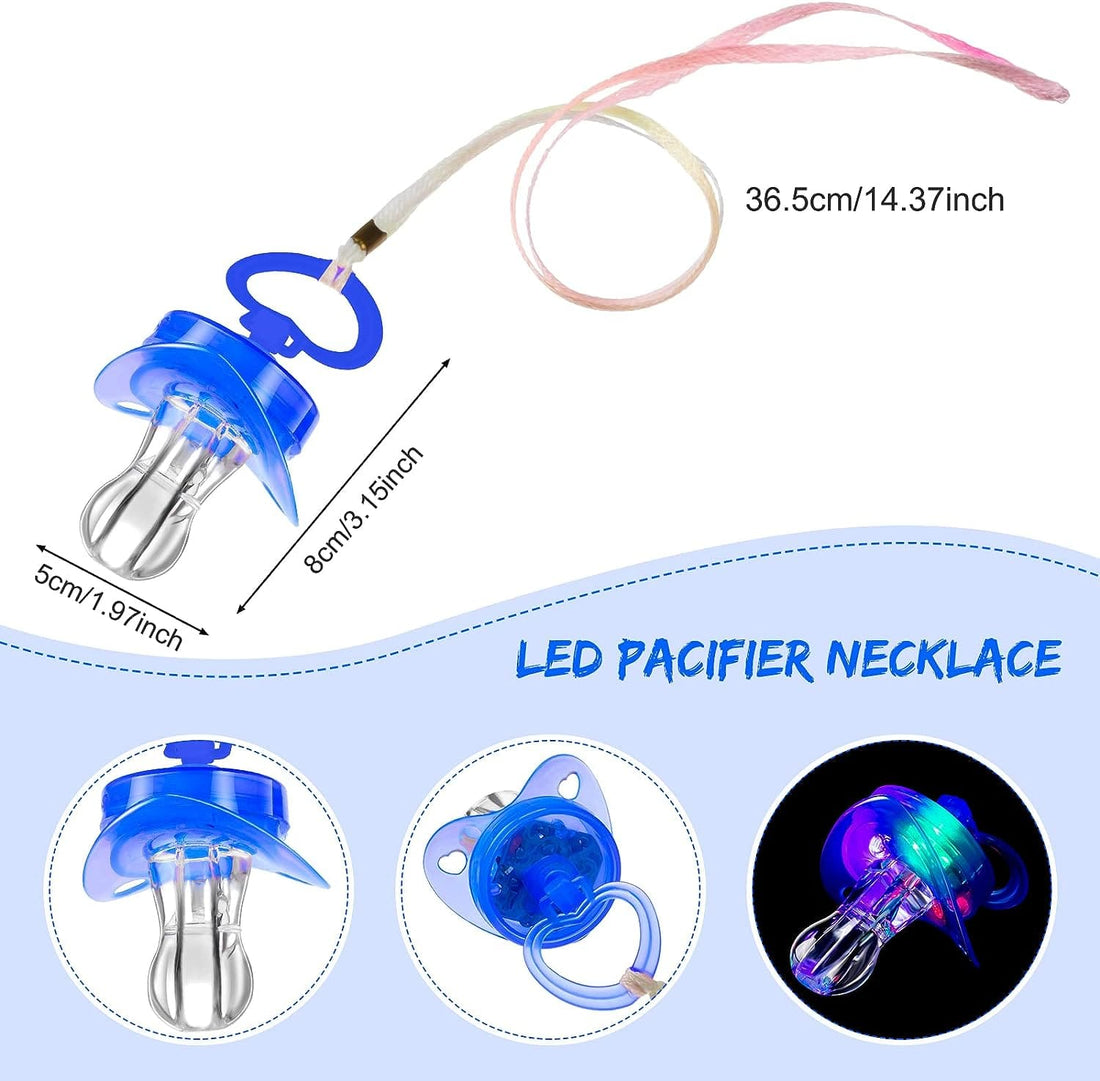 Rave Essentials Co. 10pcs / LED Pacifier Whistle (10pcs MegaPack) LUMI™ LED Flashing Pacifier + Necklace