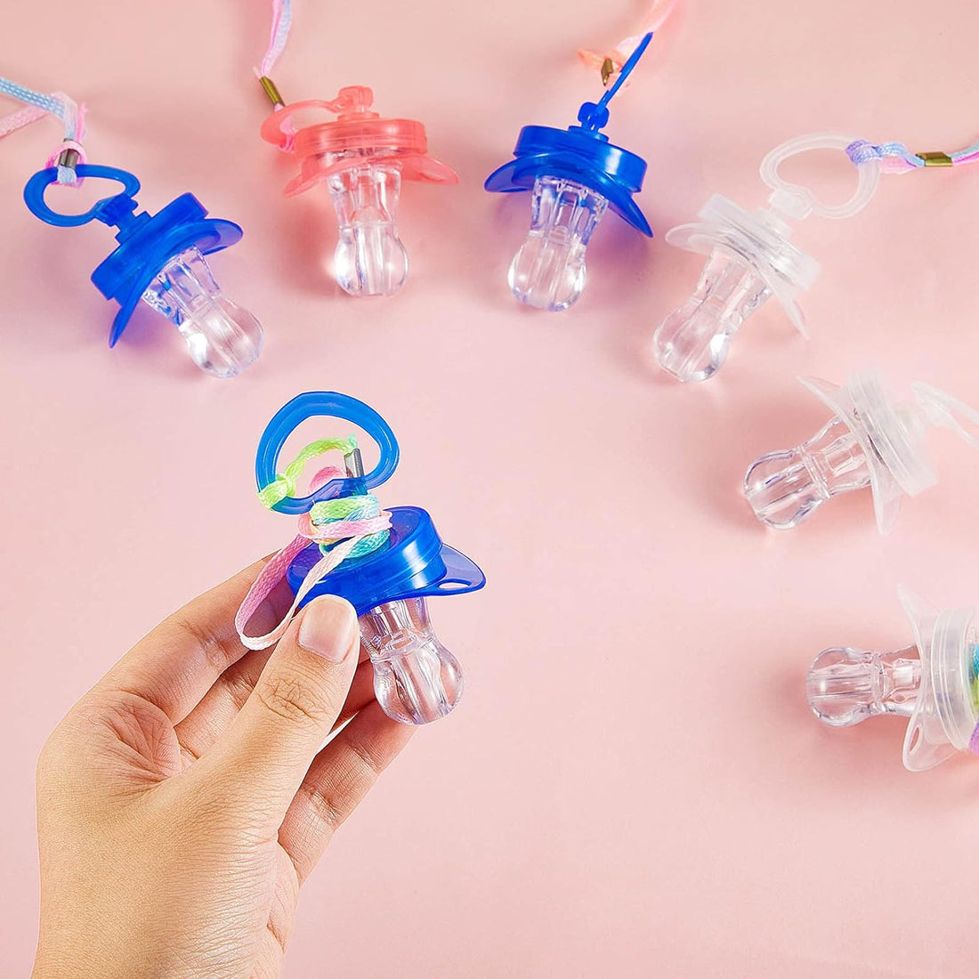 Rave Essentials Co. 10pcs / LED Pacifier Whistle (10pcs MegaPack) LUMI™ LED Flashing Pacifier + Necklace
