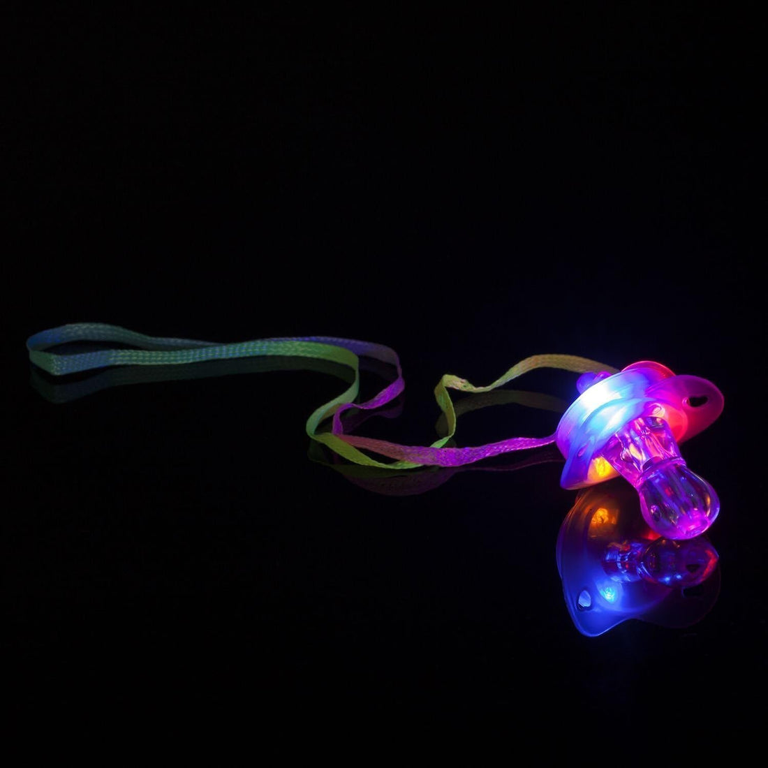 Rave Essentials Co. 10pcs / LED Pacifier Whistle (10pcs MegaPack) LUMI™ LED Flashing Pacifier + Necklace
