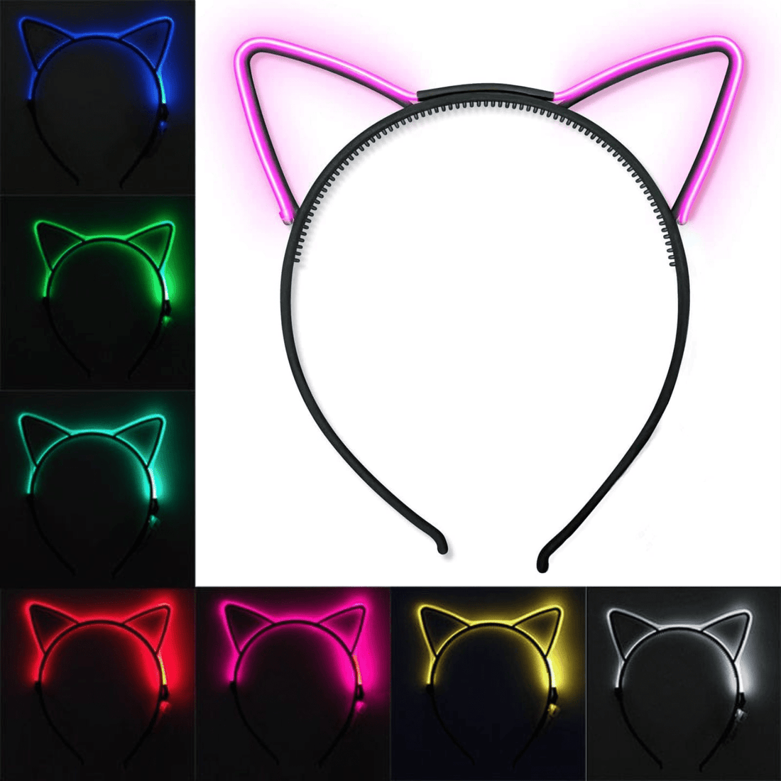 Rave-Essentials Co. Multi-Color Changing + Controllable Color Changing LED Cat Headband