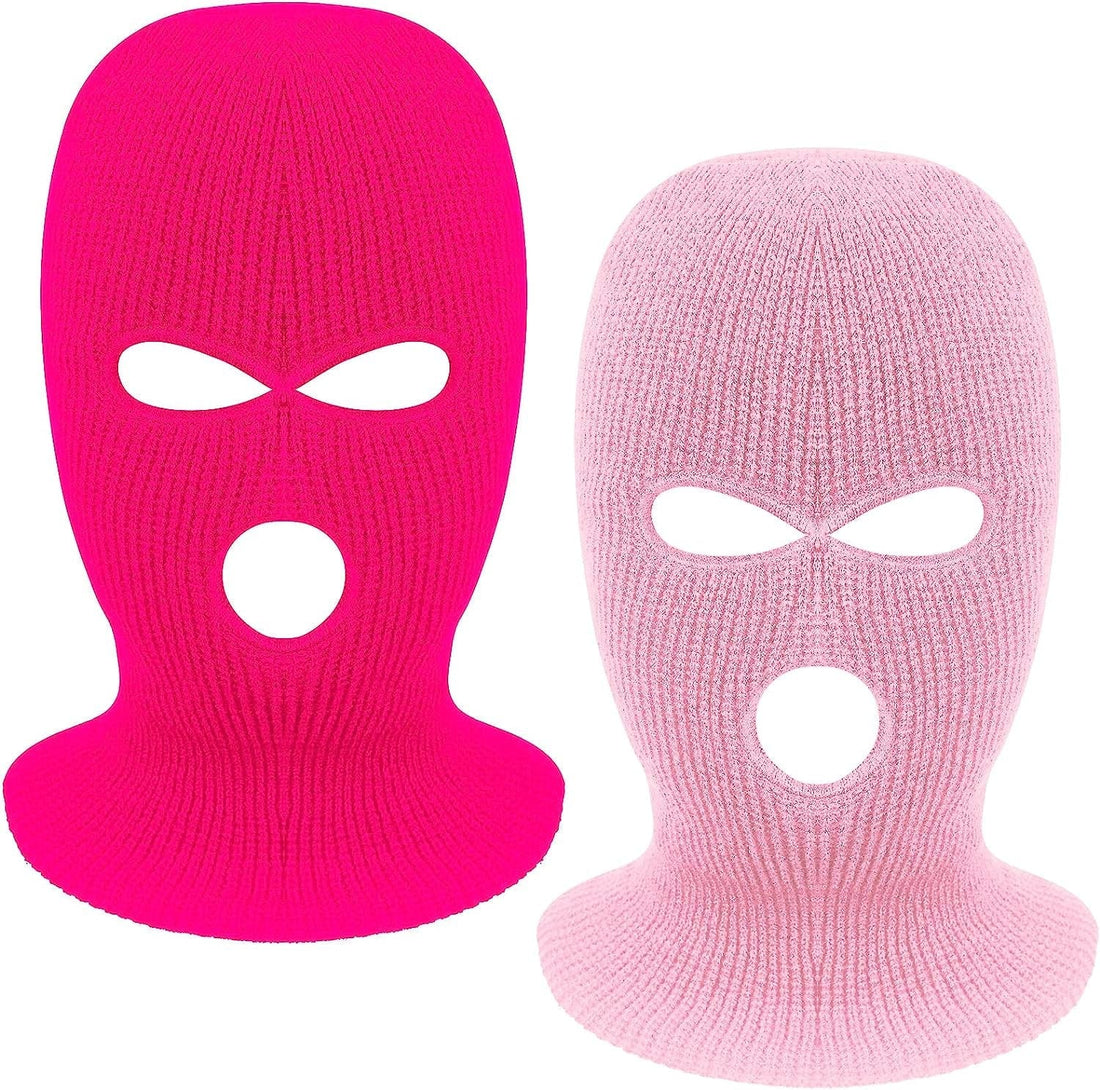 Rave Essentials Co. (2 Pack) Hot Pink & Pink / 3-5 Day Expedited Shipping [USA Only] NEON Vibrant 3-Hole Ski Mask