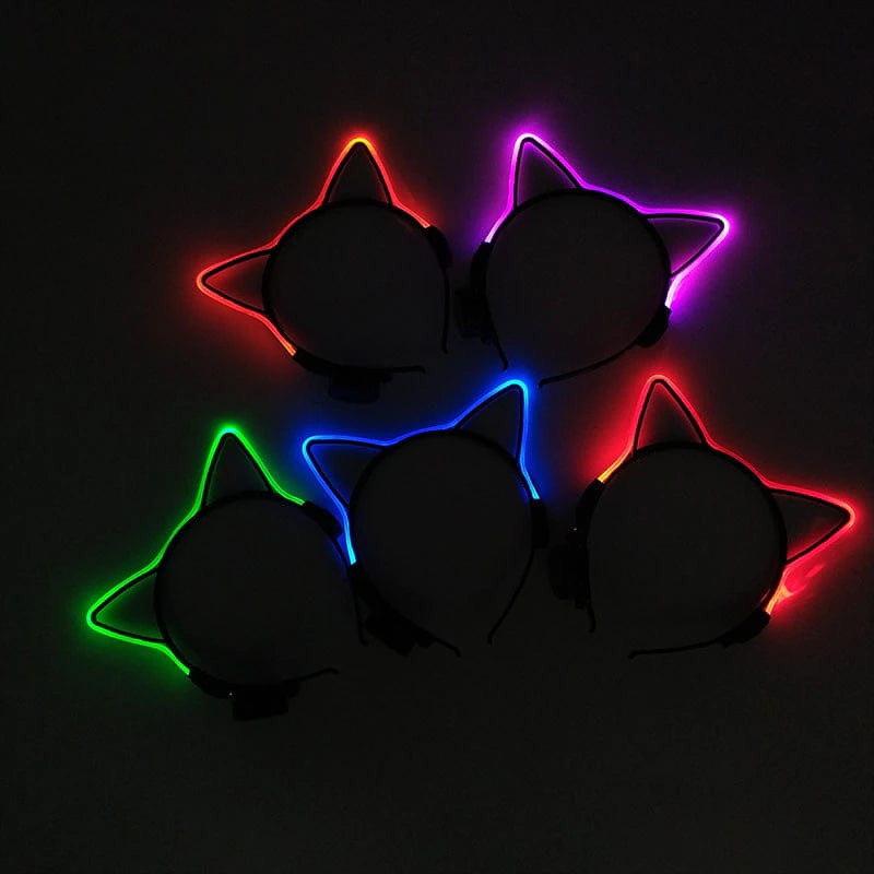 Rave-Essentials Co. Controllable + Color Changing Color Changing LED Cat Headband
