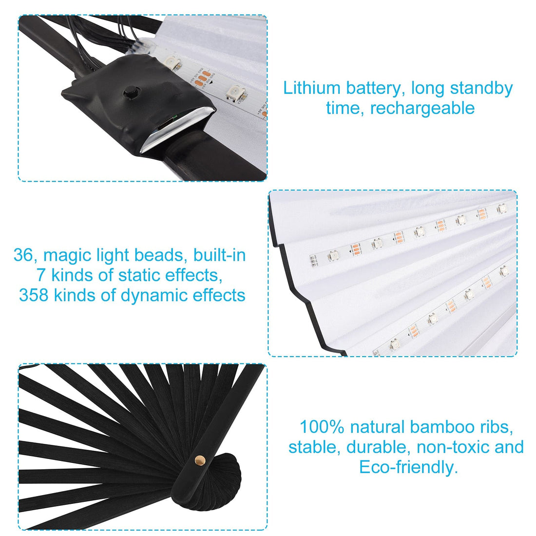 Rave-Essentials Co. Colorful Remote Controlled Color Changing Luminus™ LED Rave Fan