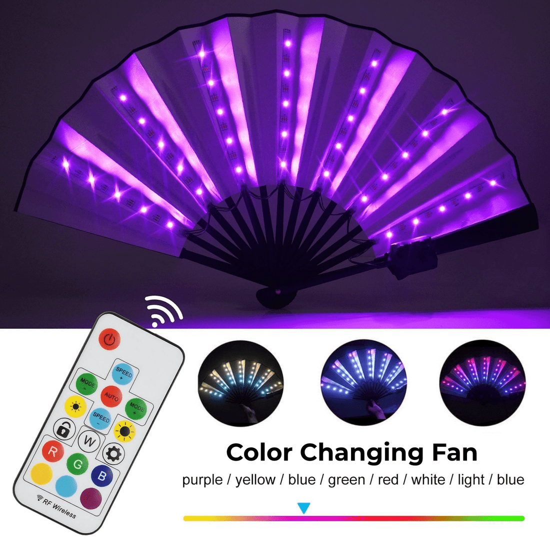 Rave-Essentials Co. Colorful Remote Controlled Color Changing Luminus™ LED Rave Fan